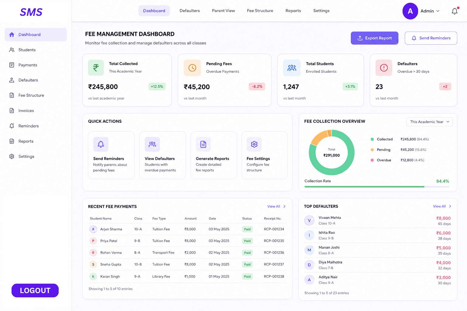 Automated School Administration & Fee Management System Overview