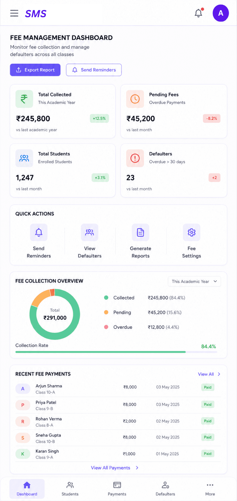 Automated School Administration & Fee Management System Details