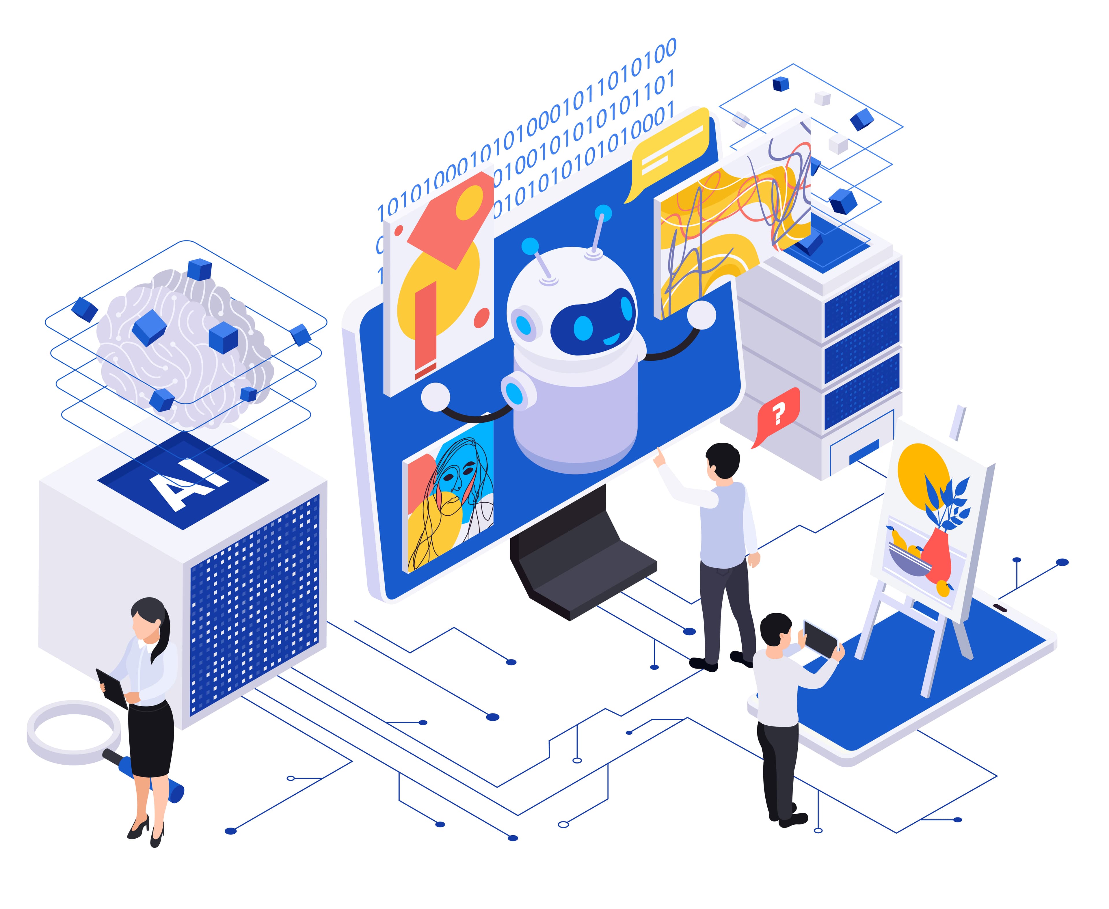 Futuristic digital interface showing enterprise AI workflow automation and custom chatbot development