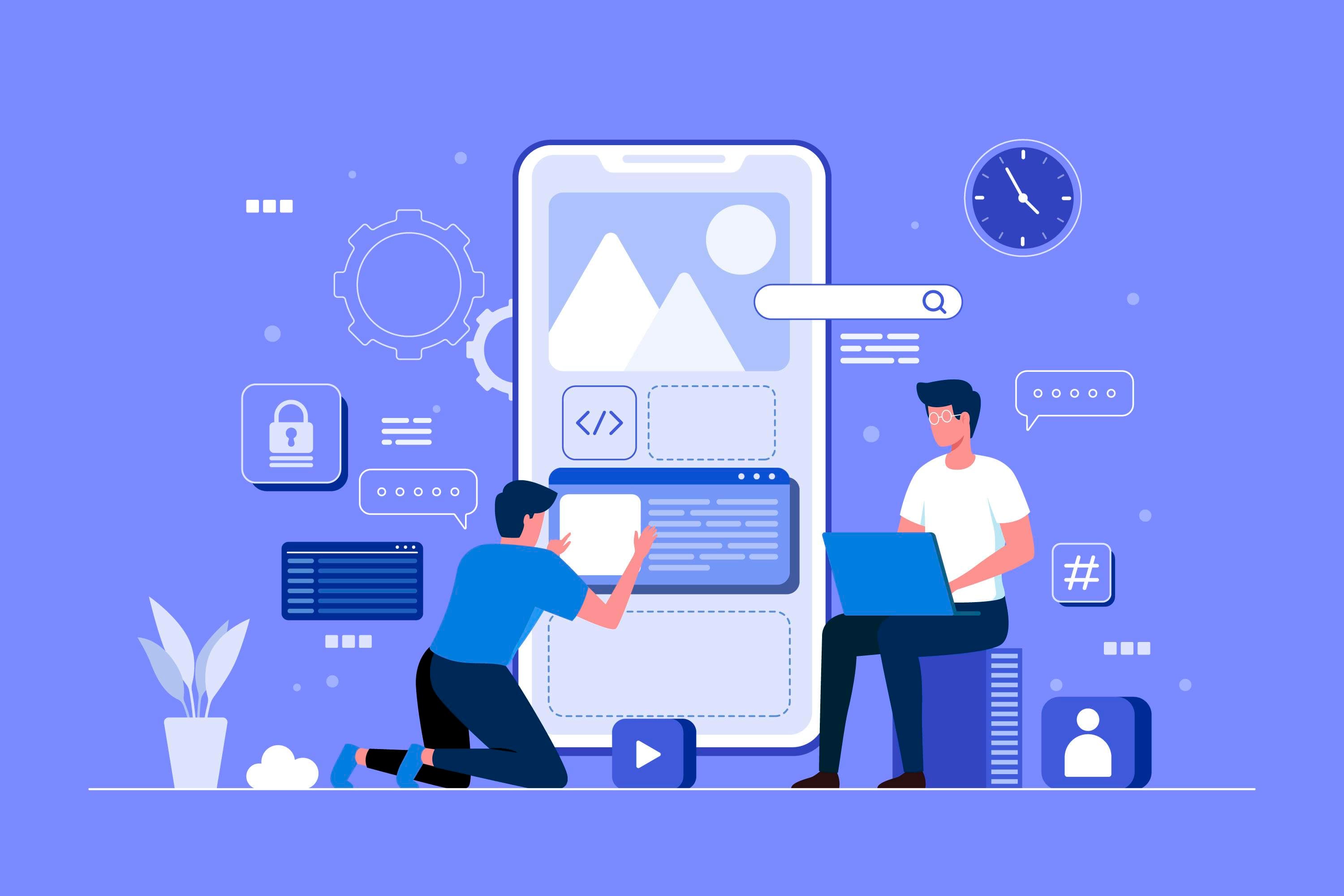 Multiple smartphones displaying cross-platform AI mobile app development screens with machine learning integration